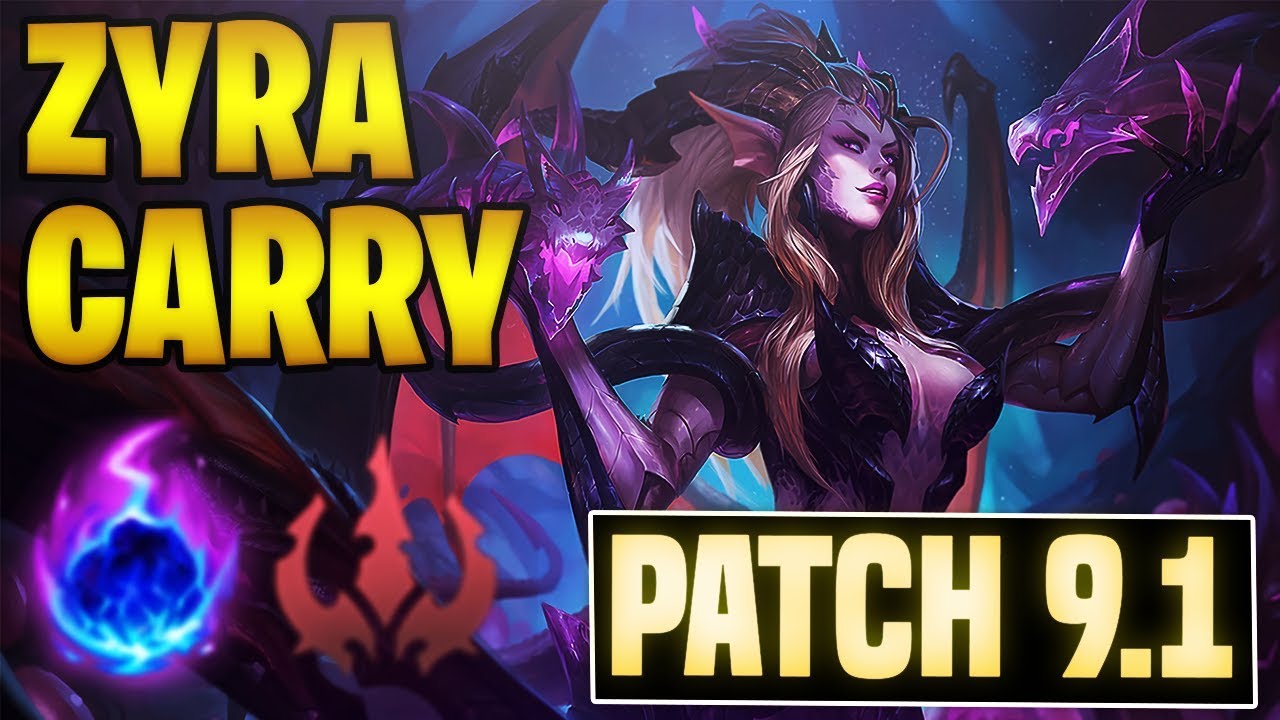 RANK 1 ZYRA CARRYING FROM SUPPORT POSITION - League of Legends (9.1)
