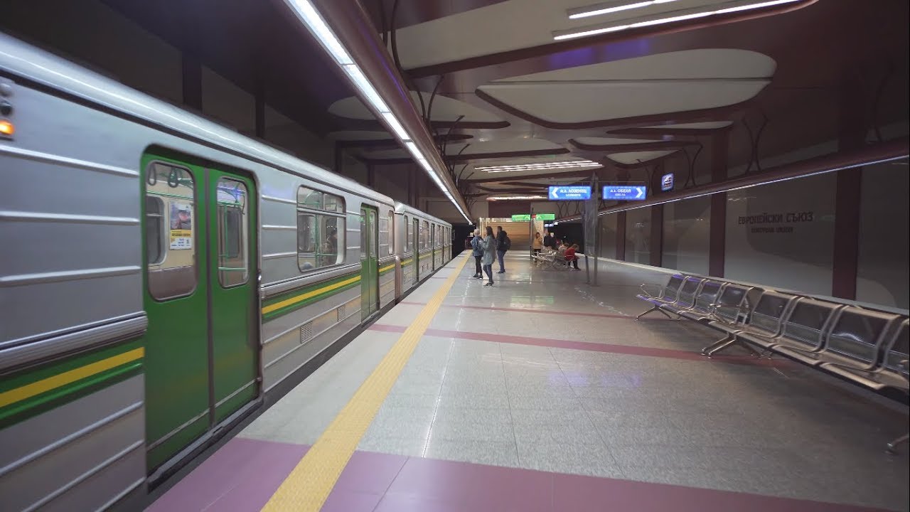 Bulgaria, Sofia, metro night ride from Европейски съюз to Джеймс Баучер