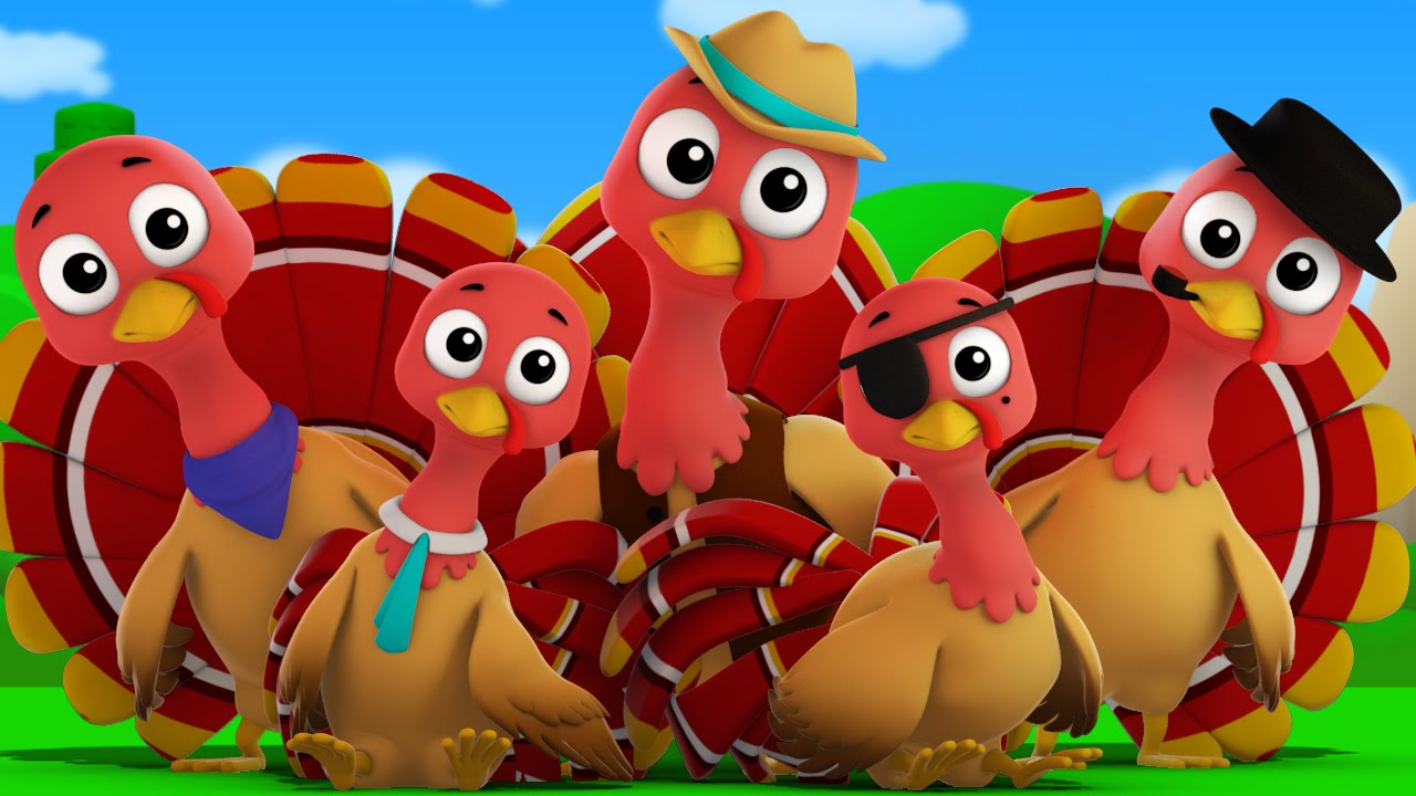 five little turkeys | turkey song | kids music | infant rhymes by Farmees
