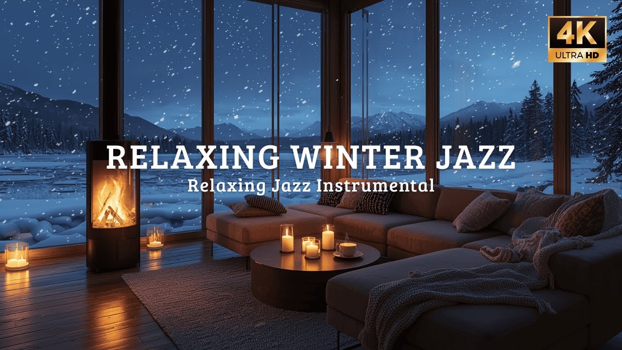 🔴 Quiet Snow Cabin Escape ❄️ Warm Jazz Music & Fireplace for Focus and Sleep