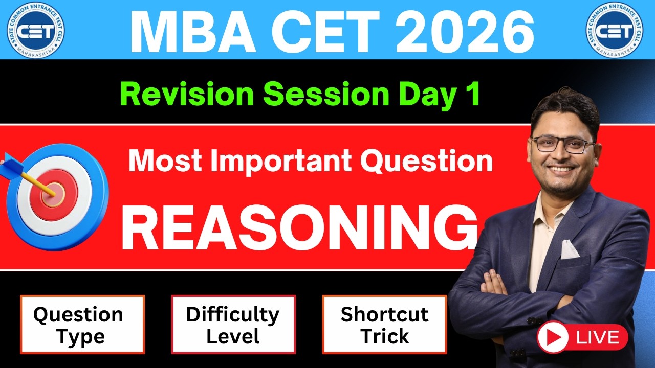 Mba cet Reasoning Important Question 2026 | Mba Cet Revision Session 2026