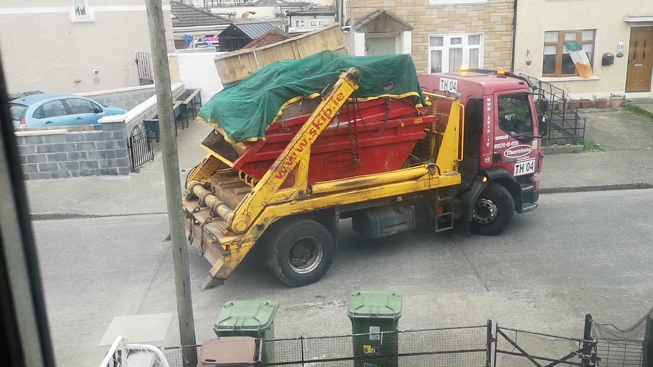 Thornton's skip driver having a bad day ... put the empty one in the garden first