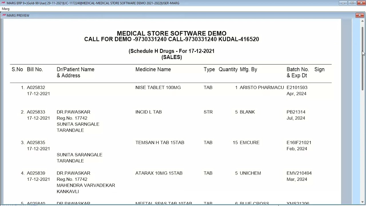 Schedule H & Schedule H1 DrugsREPORT MARG ERP 9730331240