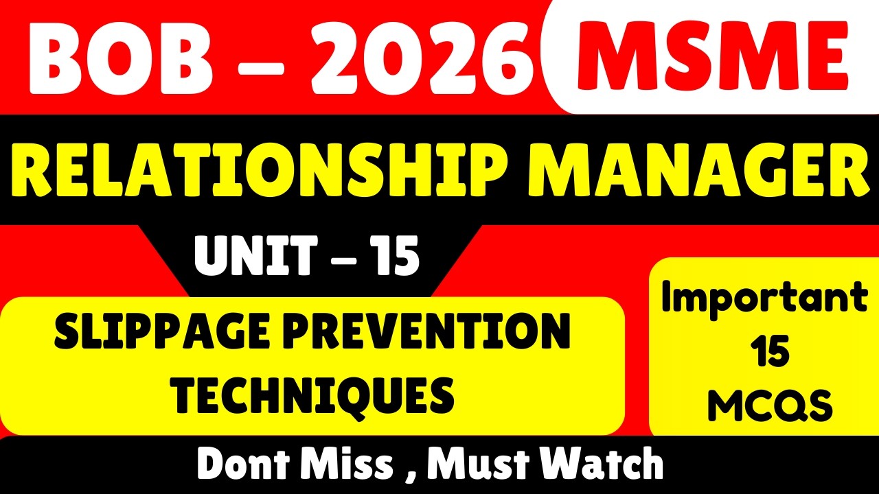 Slippage Prevention Techniques MCQS | BOB 2026 MSME Relationship Manager pdf | BOB MSME MCQS PDF