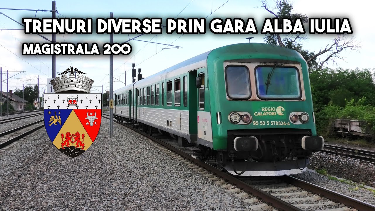 [4K] Trenuri de călători și marfare prin gara Alba Iulia [12.06.2021]