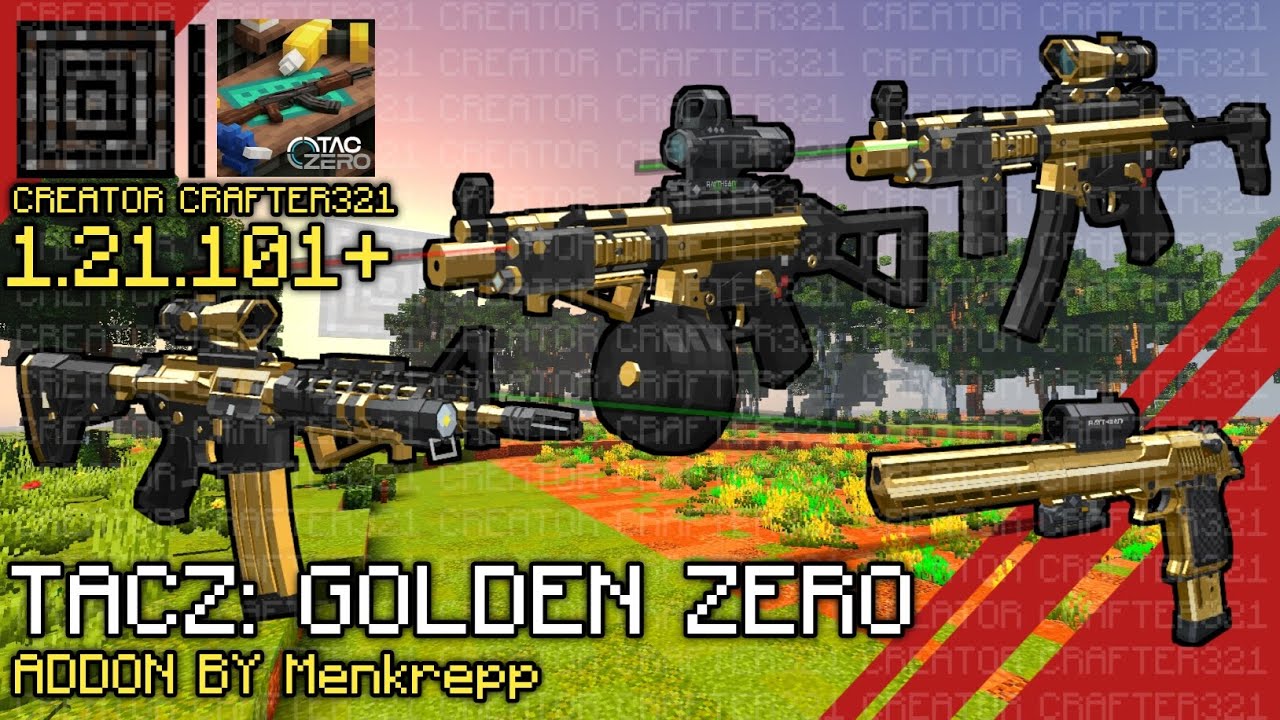TACZ GOLD Golden Zero Addon V0.8 3D Guns Showcase in Minecraft PE 1.21.101+ | Creator Crafter321