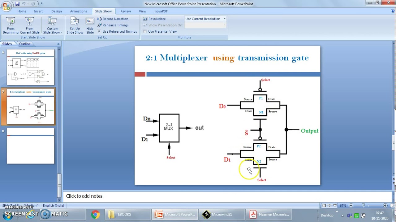 layout design for Two is to one multiplexer using transmission gate