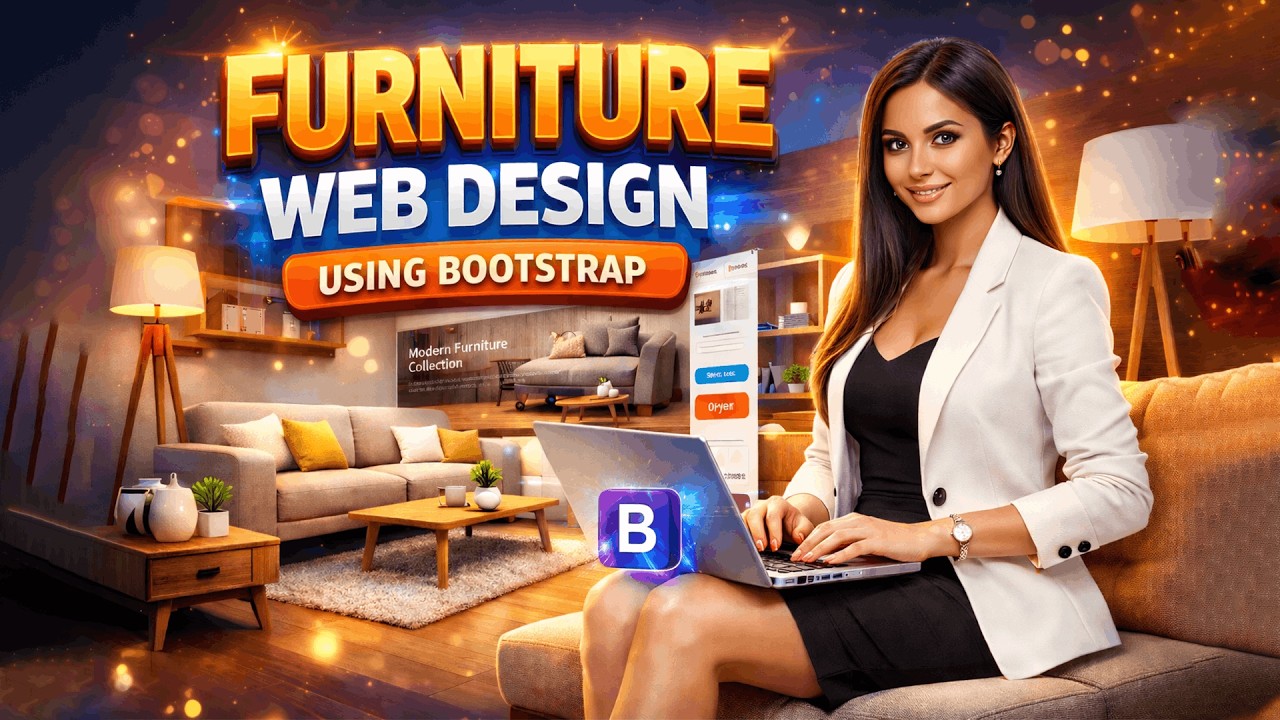 Modern Furniture Website Design Tutorial | Full Responsive Website Using Bootstrap 5 (Step-by-Step )