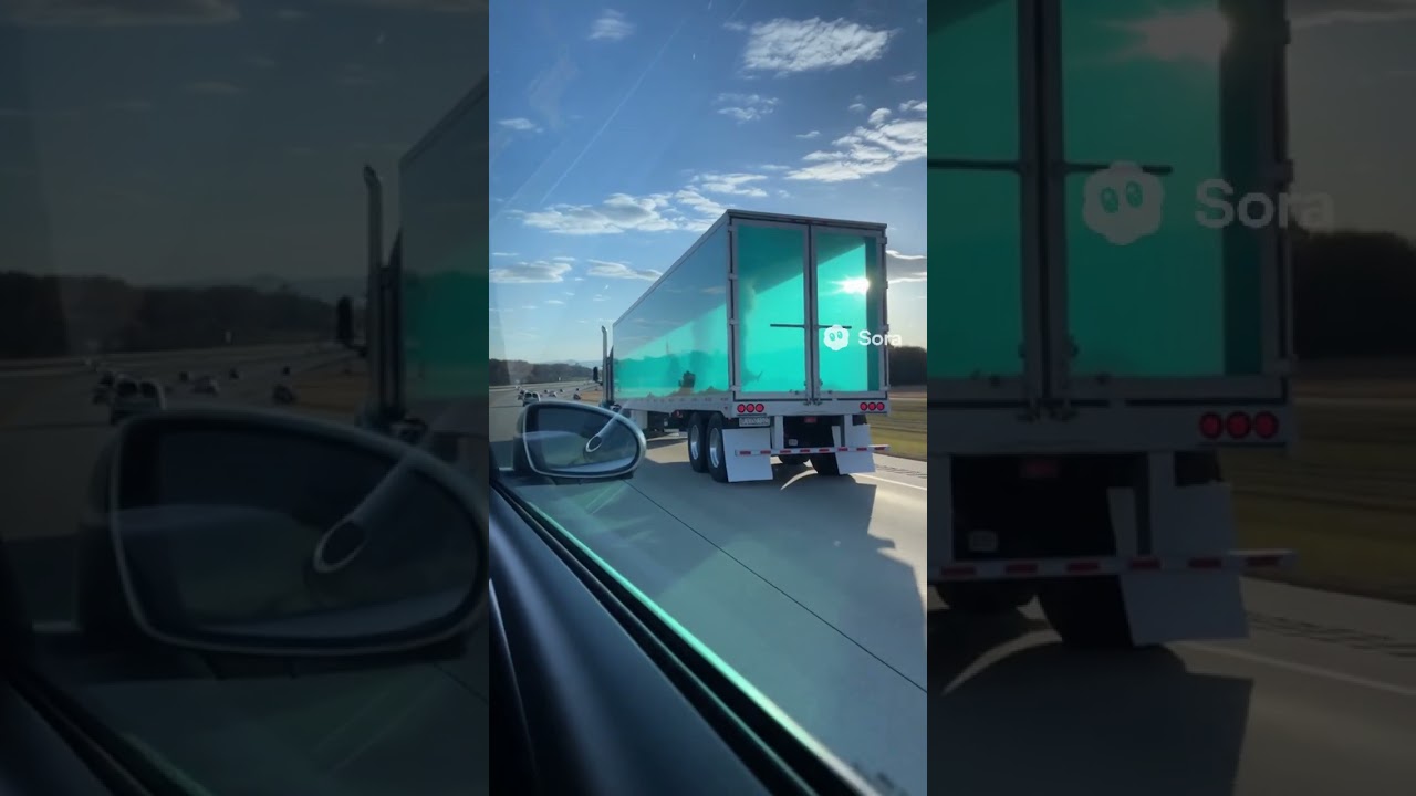 Aquarium Truck on the Highway! 😱 Real or AI? Sharks Swimming in a Semi Trailer!