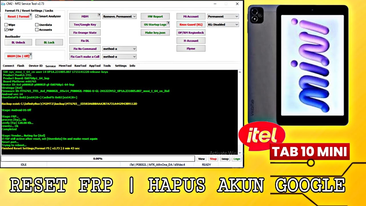 Reset Frp iTel VistaTab 10 Mini (P08002L) Hapus Akun Google