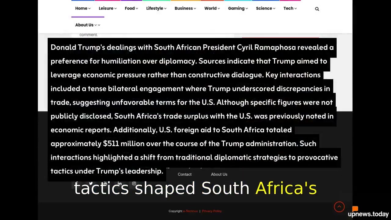 Explore Trump's Diplomatic Tactics with South Africa's Ramaphosa at upnews.today