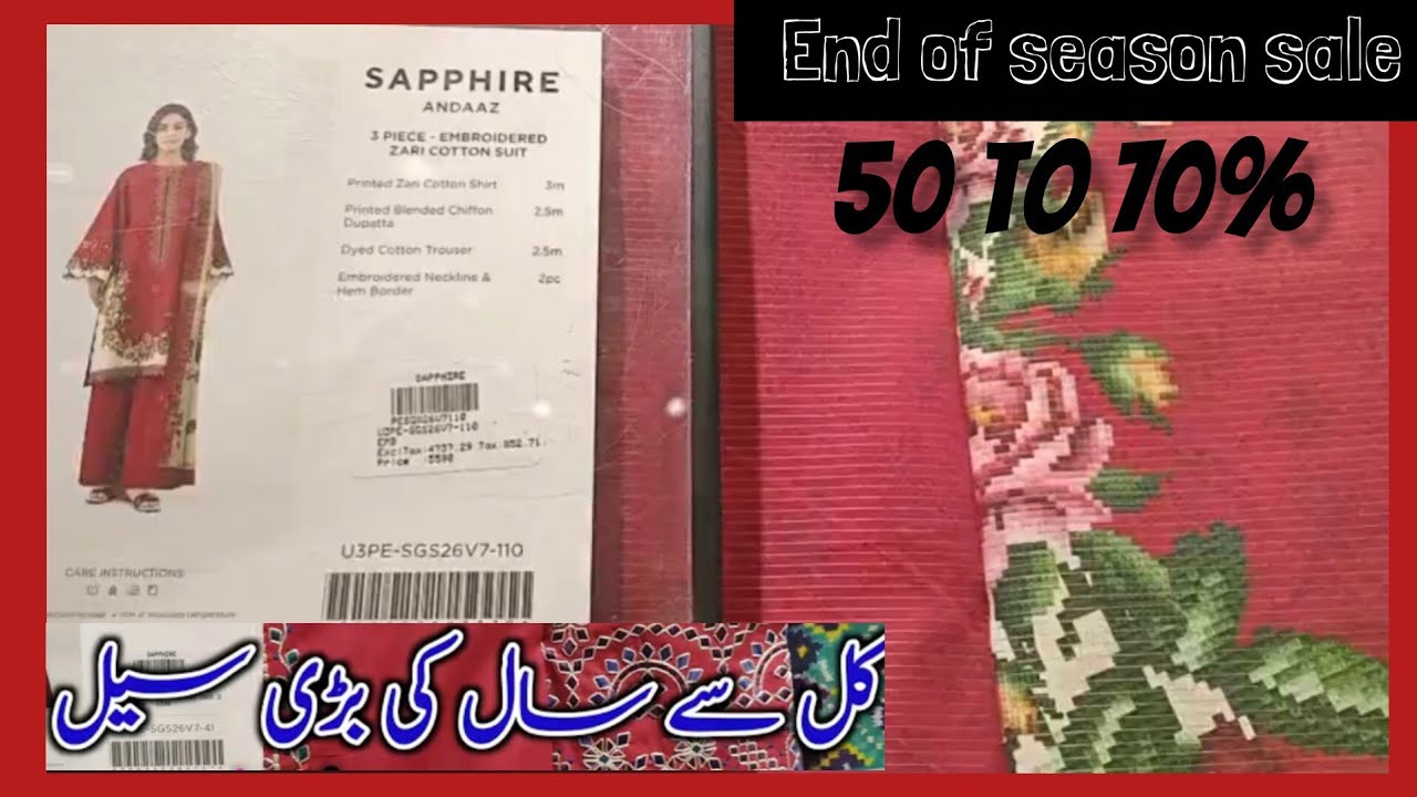 *Sapphire*End Of Season Sale|50 to 70% Off| Sapphire Unstiched|Biggest Sale Of season September 2026