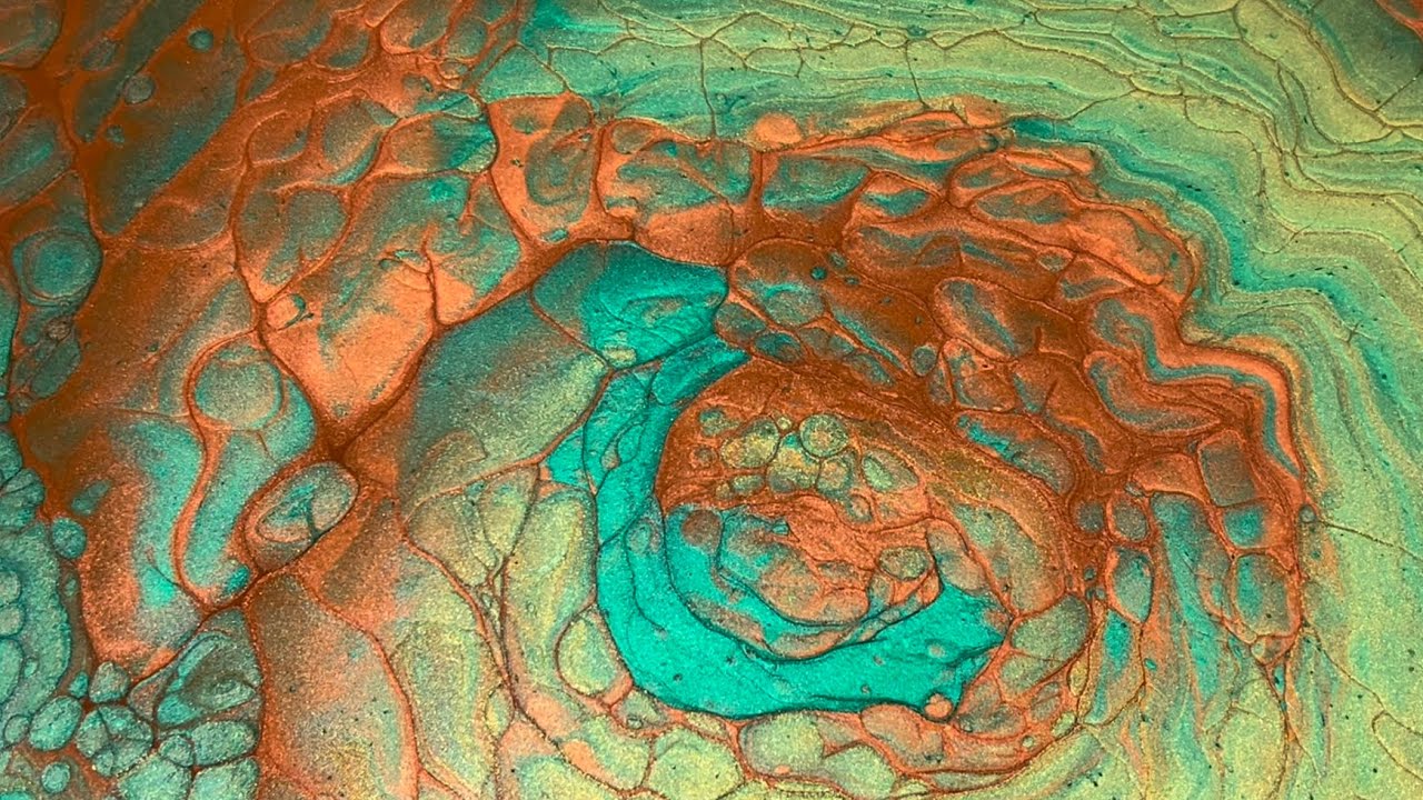 (387) FIRE AGATE 3D Metallic Boulder Cells No Silicone Straight Pour - Fluid Acrylic Paint Pouring