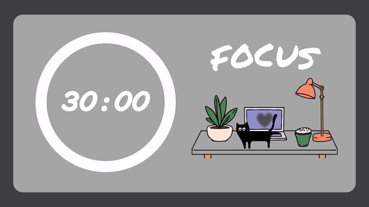 Pomodoro Timer 30/5 with Brown Noise and Rain Sounds🌧️  | ADHD Study Focus