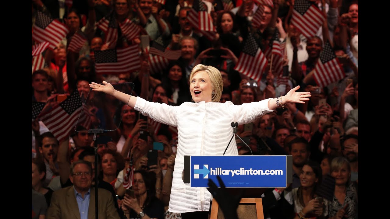 Hillary Clinton speaks after clinching the Democratic nomination