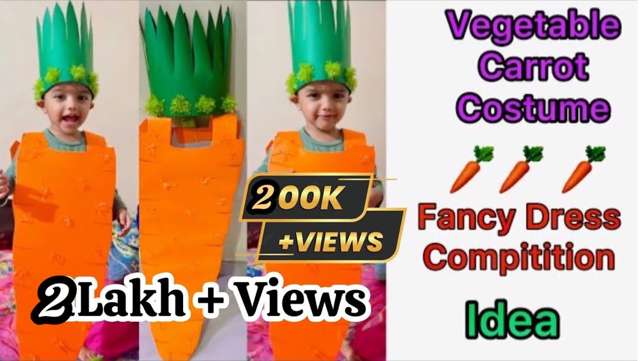 Vegetable Carrot Fancy Dress Compitition For Kids | How To Make Carrot Vegetable Fancy Dress ForKids