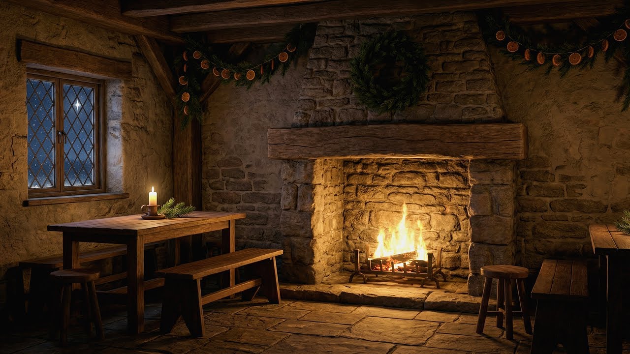 Christmas Eve in a Medieval Tavern – Cozy Fireplace Ambience (2 Hours)