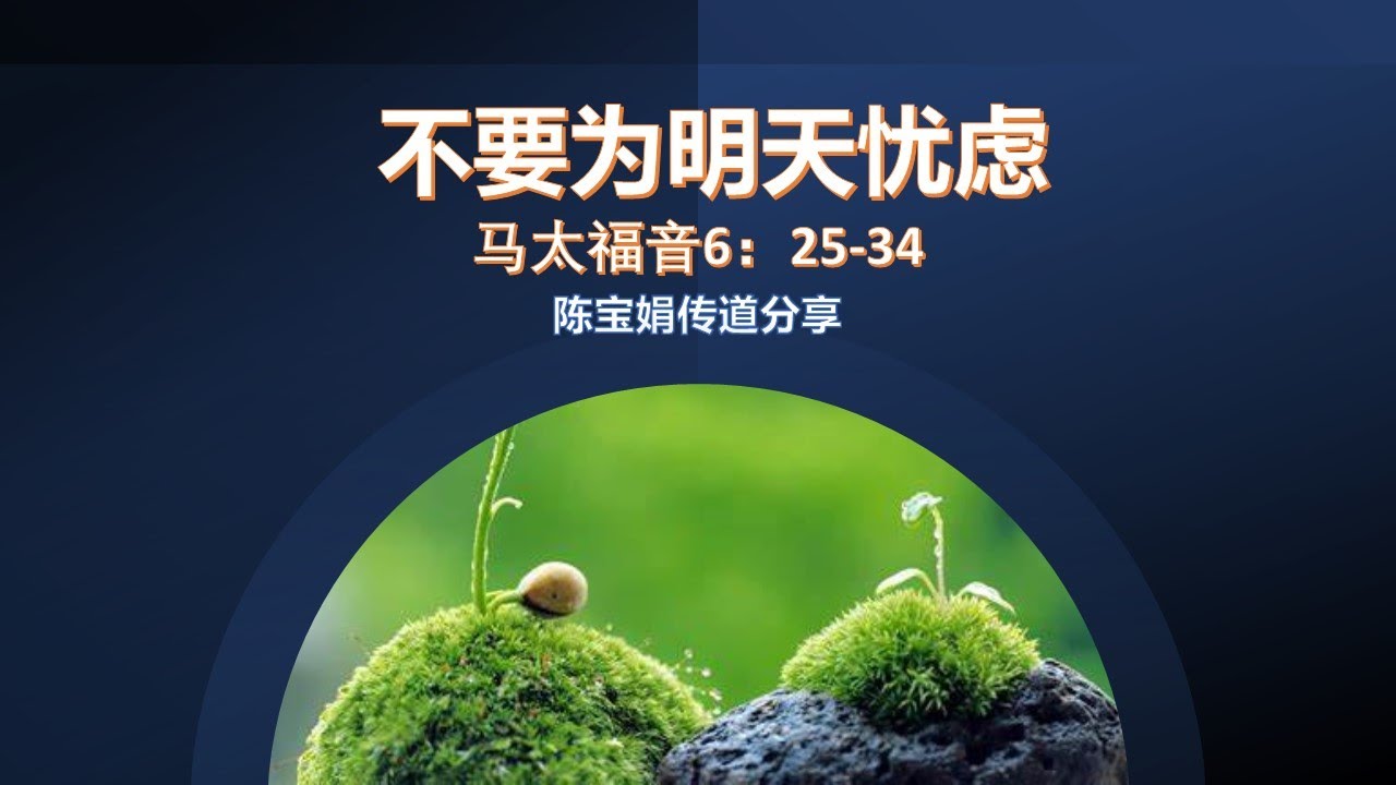 不要为明天忧虑 | 马太福音6：25-34  | 陈宝娟传道分享