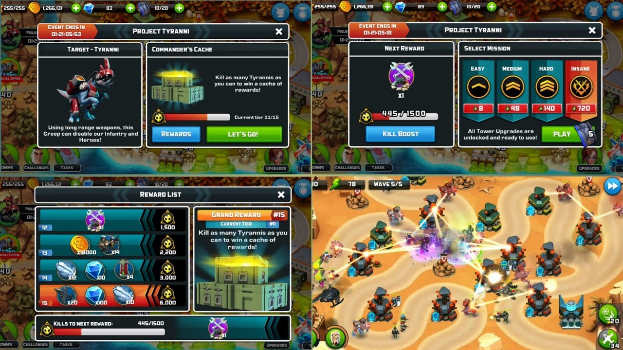 Alien Creeps TD : Project Tyranni : Insane Mode | win Cache of Rewards