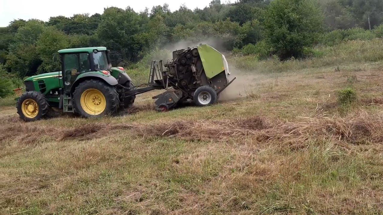 Hostovice - Lisovanie sena 2023  John Deere 6630 & Claas rollant 350