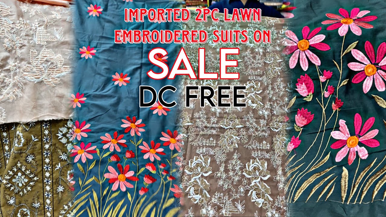 Imported 2pc Lawn Embroidered Suits on Sale | Cotton Ghar Rashakai | DC free online shopping
