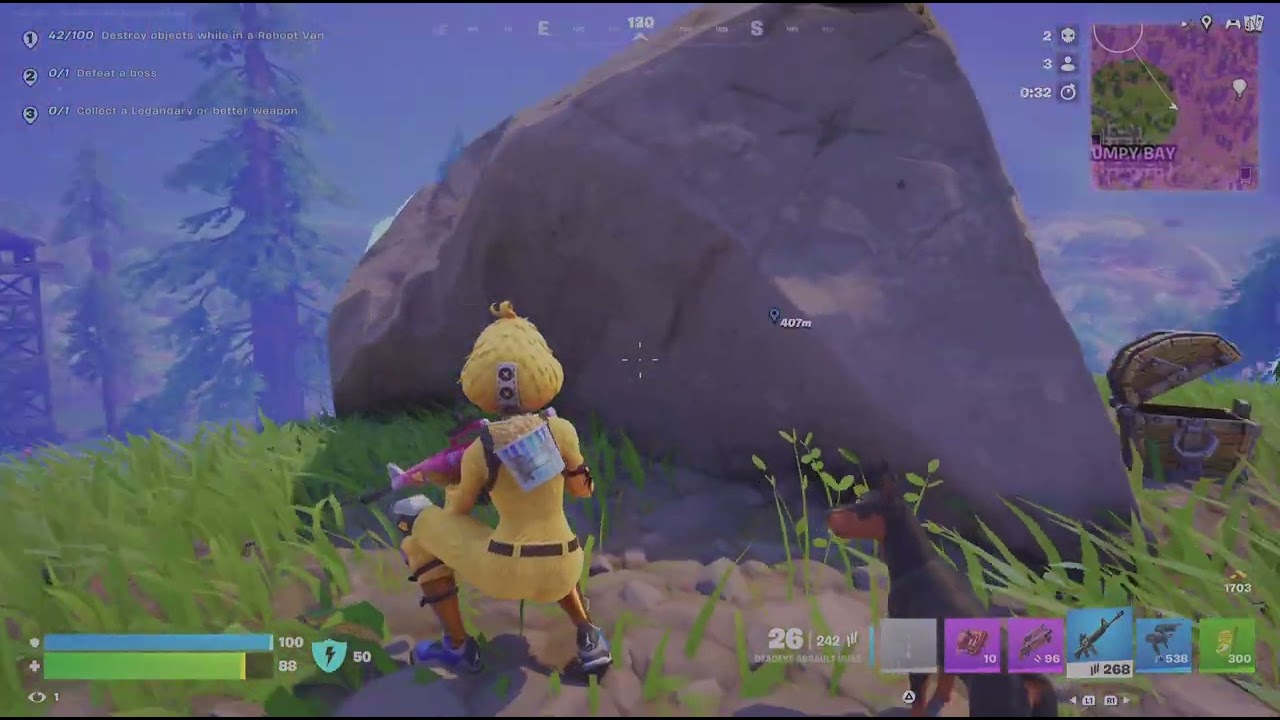 Fortnite Battle Royale: Quackling and Doberman survive getting blown up in a Ferrari and win!