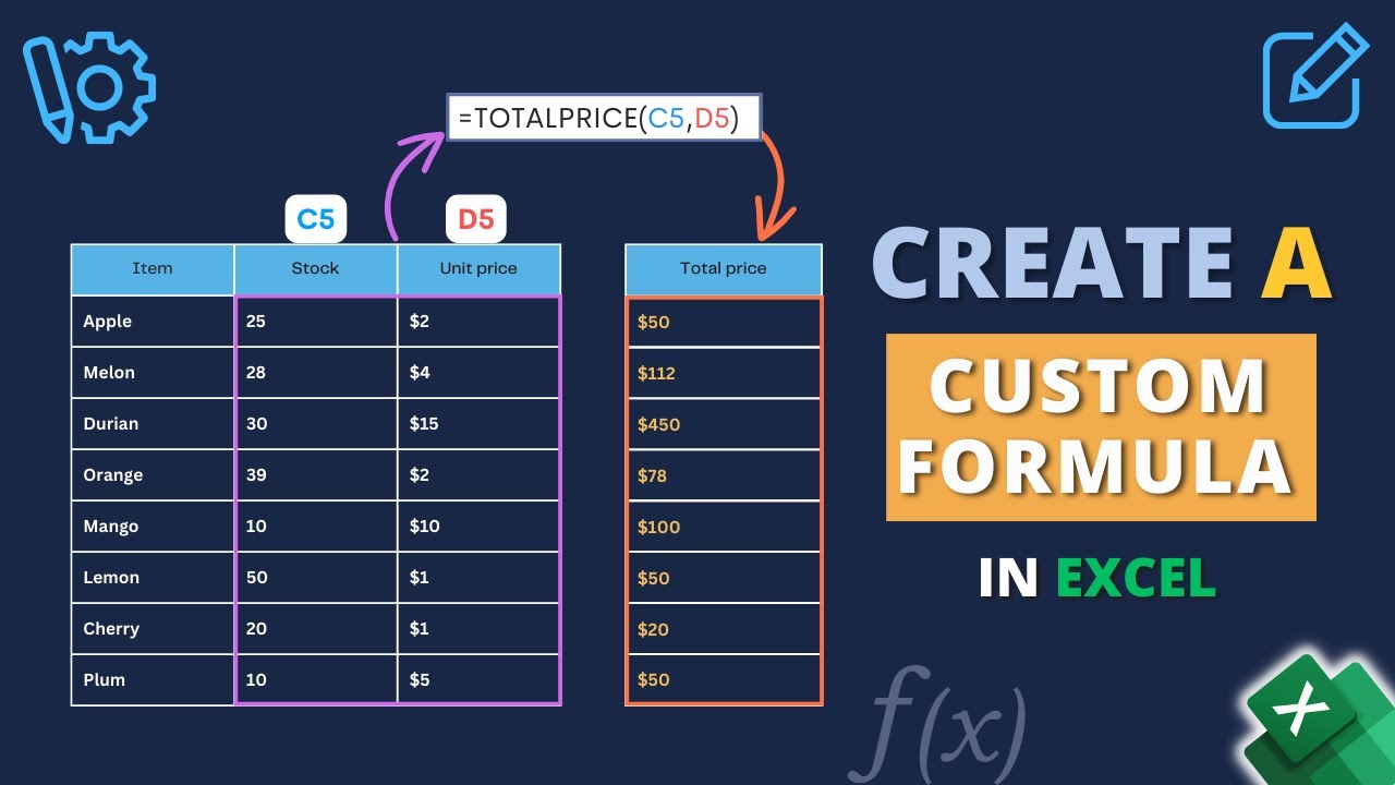 How to Create a Custom Formula in Excel