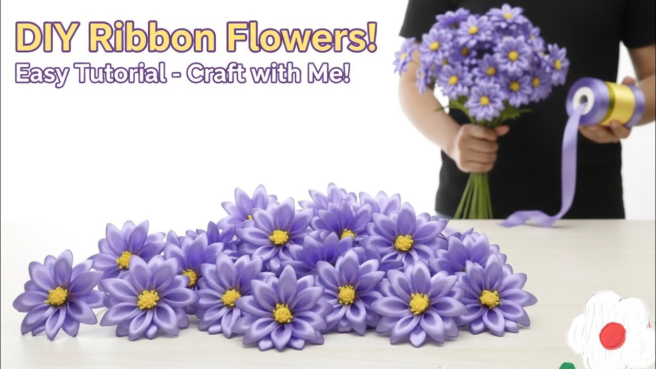 ✨🌸DIY| SATIN RIBBON FLOWER✂️|#satinribbonflowers