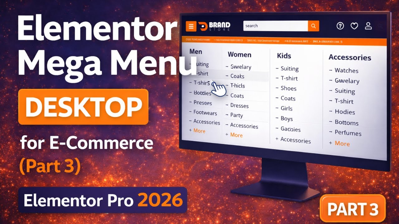 Animated Elementor Mega Menu for E-Commerce Website | Desktop Version (Part 3) | Elementor Pro 2026