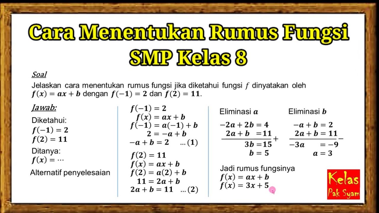 cara menentukan rumus fungsi kelas 8