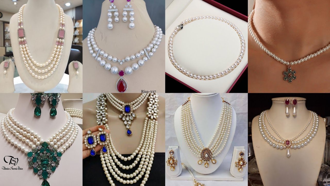 Timeless Pearl Jewelry Set | Gold & White Pearls with Pink Stone Elegance