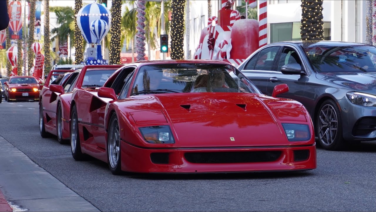 3 Ferrari F40s Driving in Beverly Hills!