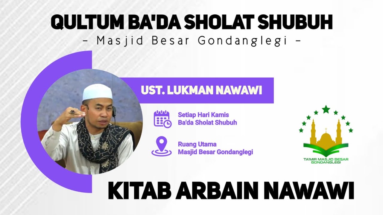 LIVE Qultum Hari Kamis 05/03/2026 Ba'da Shalat Shubuh Oleh Ustadz Luqman Nawawi