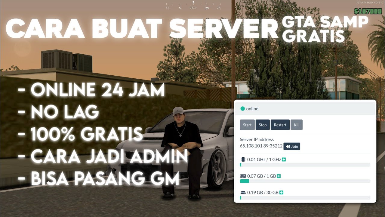 CARA BUAT SERVER GTA SAMP GRATISS | ON 24 JAM NO LAG | ANDROID/PC