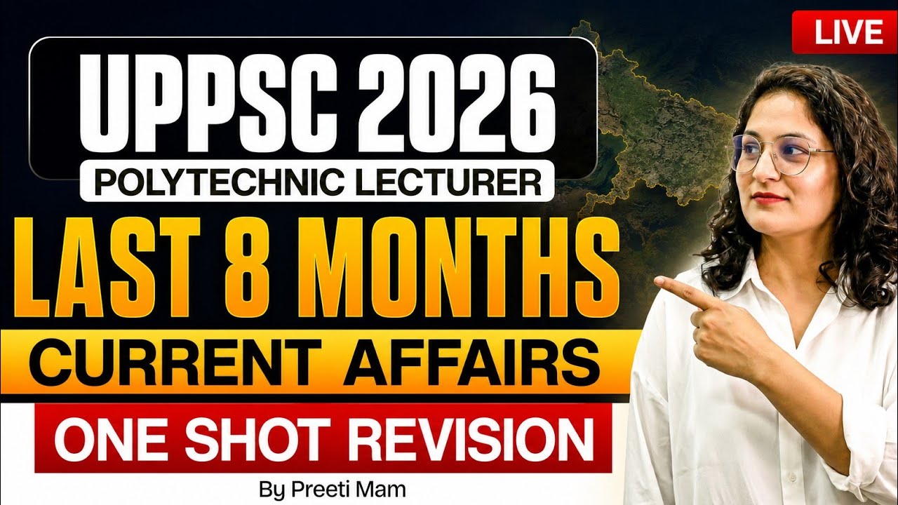 UPPSC Polytechnic Lecturer 2026 | Last 8 Months Current Affairs | One Shot Revision 🔥 | by Preeti...