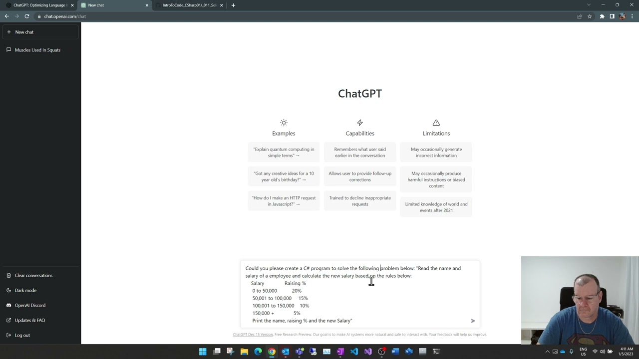 Using ChatGPT to create C# programs