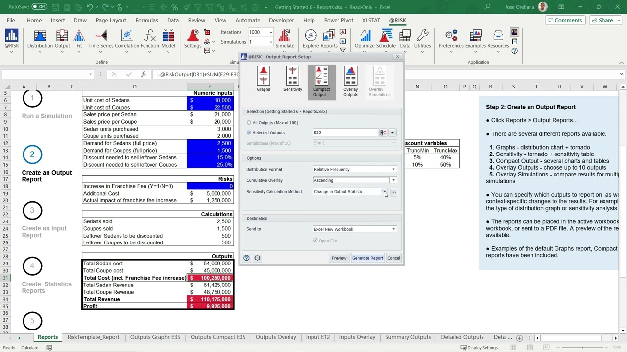 @RISK Getting Started 6 – Creating Reports