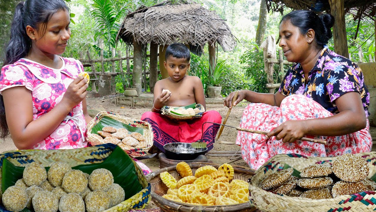 Bakini Kawum...table full of traditional Srilankan sweet ready to be served..village kitchen recipe