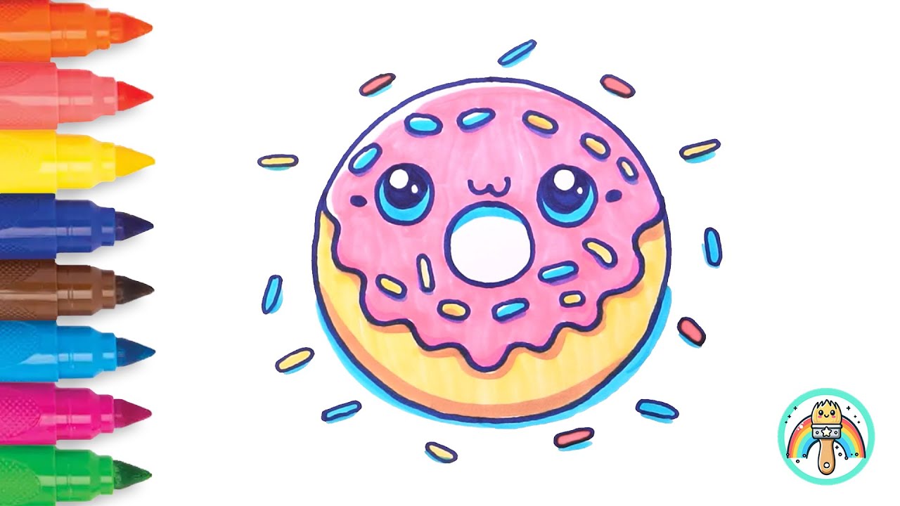 Cute Doughnut | Easy Drawing & Coloring for Kids & Toddlers
