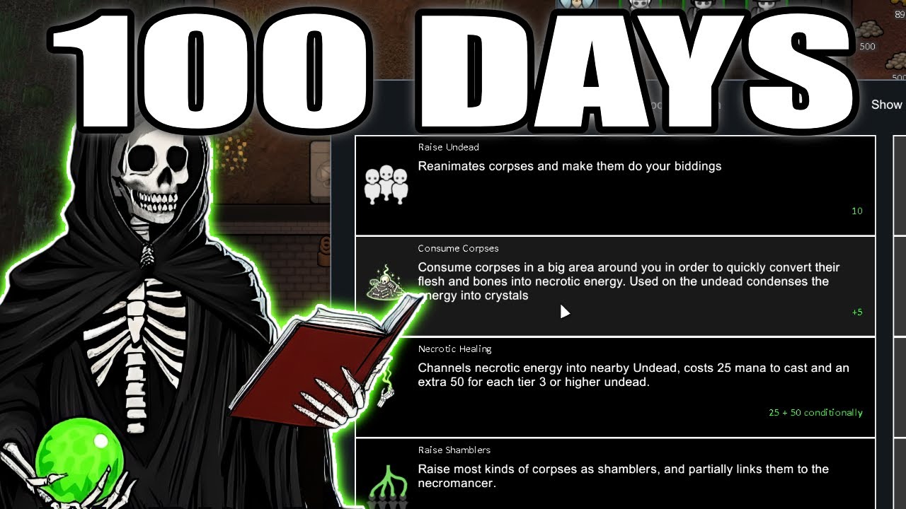 I Survived 100 DAYS As a NECROMANCER In RIMWORLD