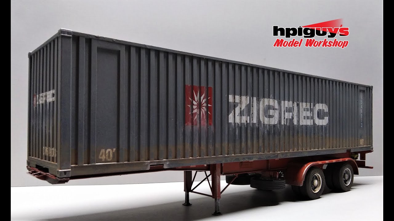 Fruehauf 40' Intermodal Semi Container Trailer 1/24 Scale Model Kit Build Review Weathering AMT1196