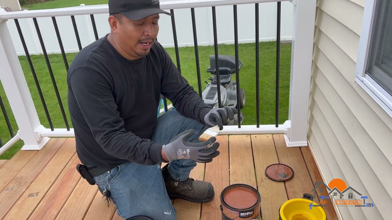 BEHR premium clear how to Refinish Deck como poner clear en un deck 4k  R.P CONSTRUCTION