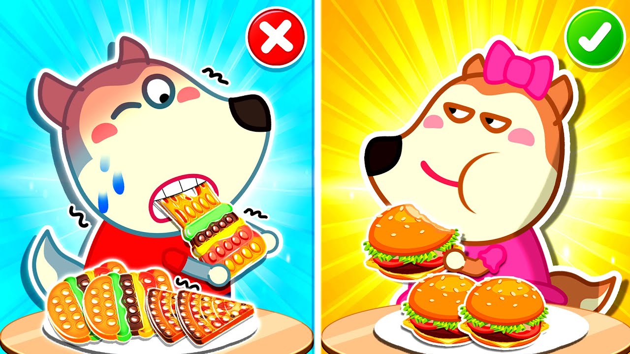 Desafio Comida De Verdade vs Comida Falsa! 🍔🎬 Wolfoo - Desenhos Animados