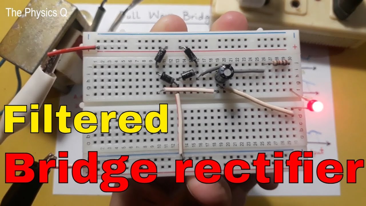 Full Wave Bridge Rectifier on Breadboard || with Capacitor Filter