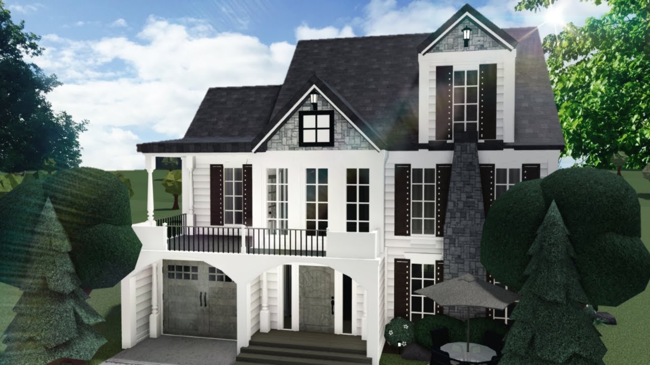 [ bloxburg ] 🌲 two story suburban family house ꒰ exterior build ꒱