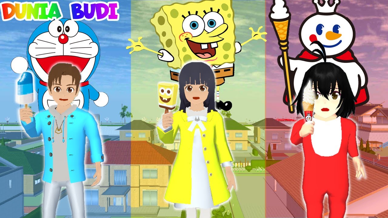 Yuta Sang Petualang Berburu Es Krim 🍦 sesuai warna karakter Doraemon Spongebob dan  Mixue | Sakura