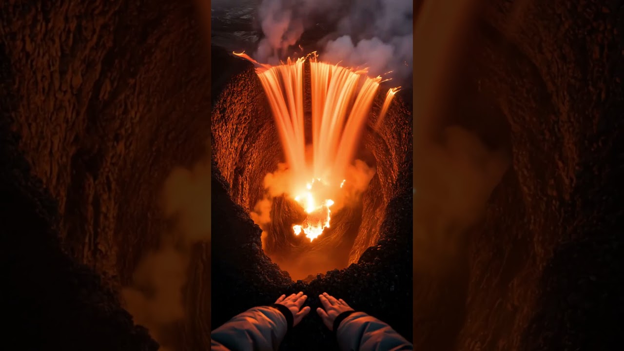 Have you ever seen a lava waterfall?  #ai #lavawaterfall #lava