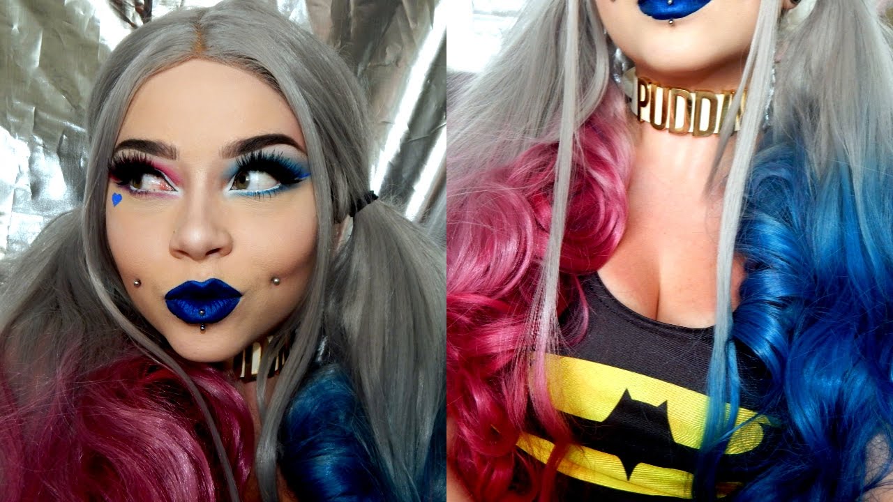 Harley Quinn Cut Crease (FULL FACE MAKEUP) + EVAHAIR Harley Quinn Lace Front Wig Review