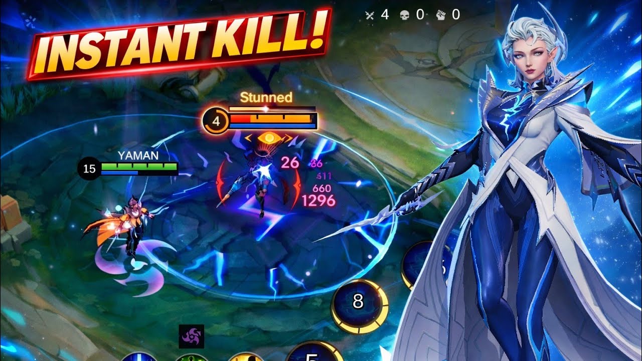 INSTANT KILL ENEMYS WITH EUDORA HERO IN RANK MOBE MBLL GAMEPLAY#mobilelegends 