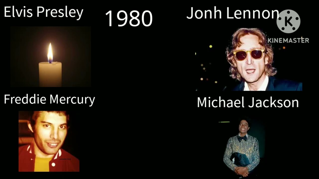 Elvis Presley vs Michael Jackson vs Freddie Mercury vs Jonh Lennon evolu&ccedil;&atilde;o de rostos